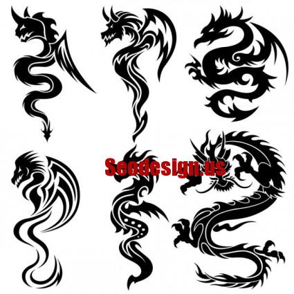 Dragon Shaped Vector Art Patterns