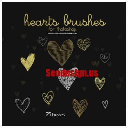 Cute heart brushes for Photoshop