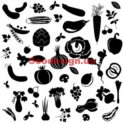 Vector Vegetables Silhouettes