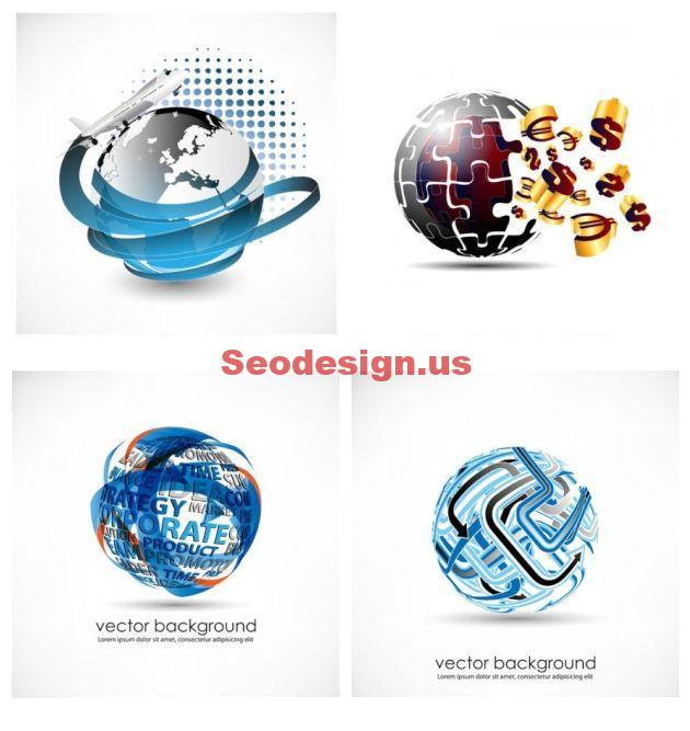 3D Globe Logo Vector Free Download